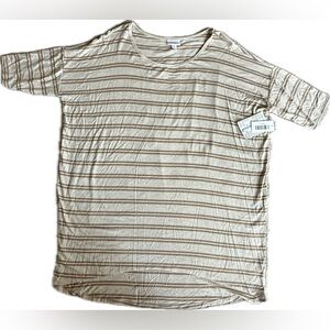 LuLaRoe Beige and Light Brown Striped Irma T